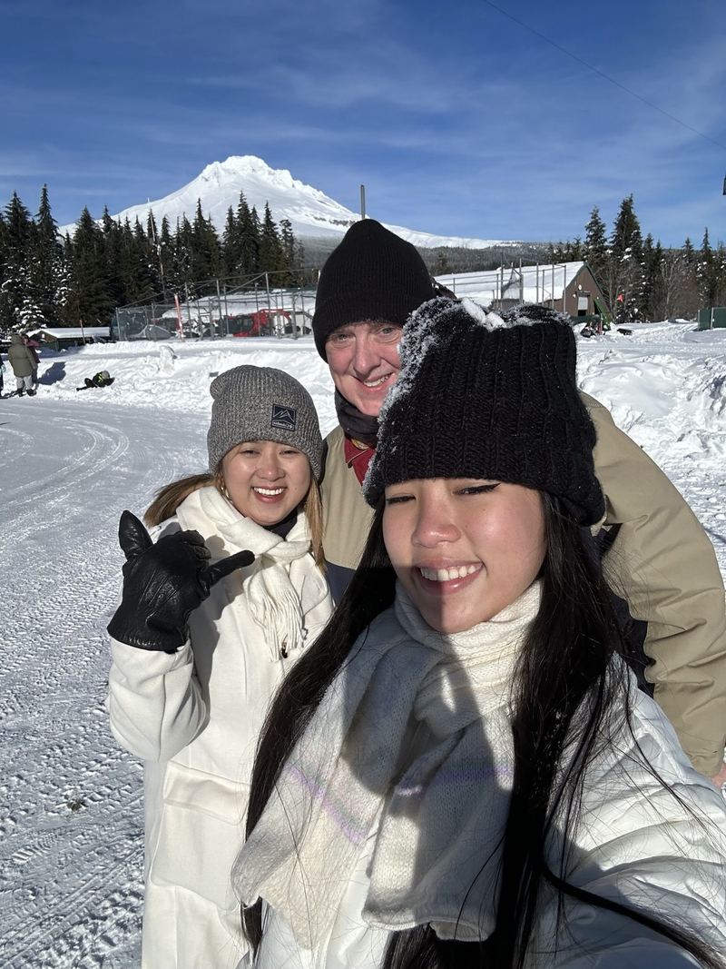 My family and I in the snow at Mount Hood