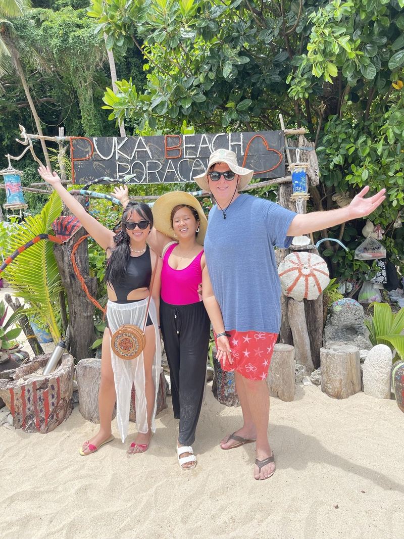 My family and I at Puka Beach, Boracay
